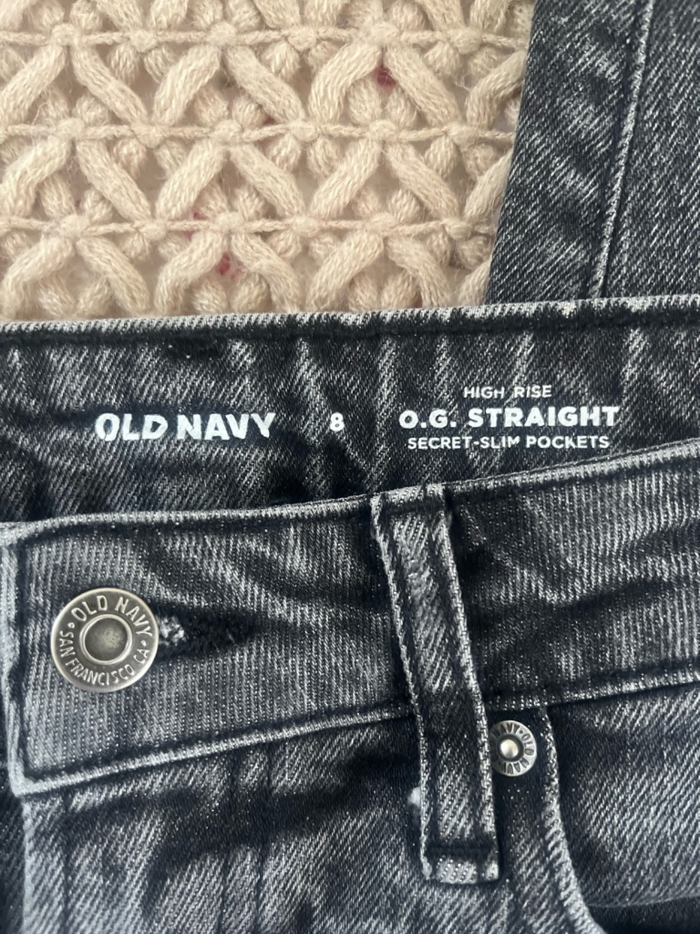 Old Navy Washed Black High Rise O.G. Straight Women's Jeans - Picture 2 of 4